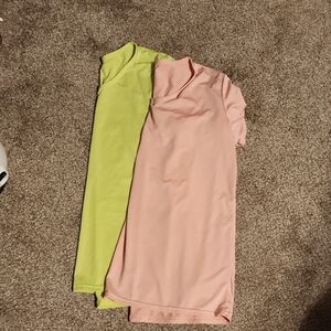 Realessentials Short Sleeve Tees - Soft Pink and Bright Lime